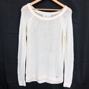 Abercrombie & Fitch Womens Sweater Size Medium White‎ Open Crochet Knit Longline